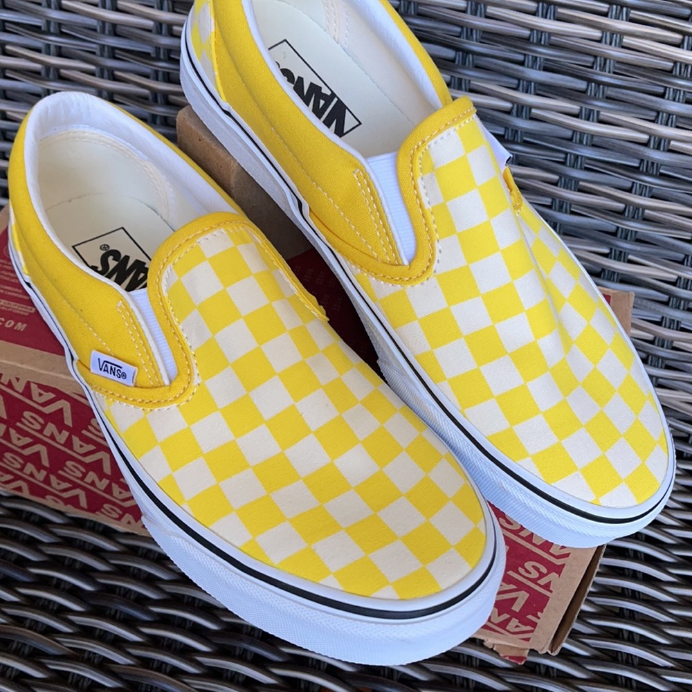 Vans Classic Slip-On Checkerboard Cyber Yellow/True White WMNS - Picture 7 of 16